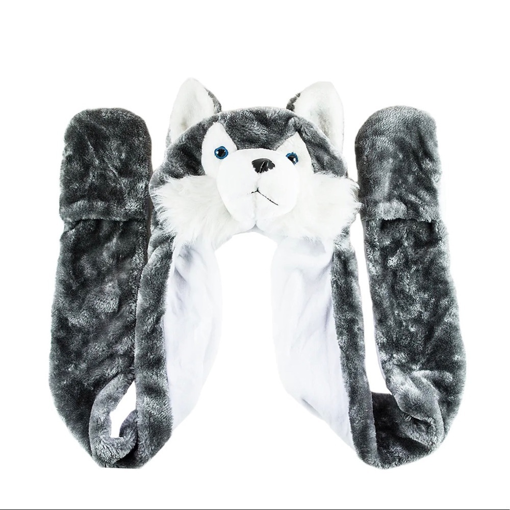 Husky Timber Wolf Plush Hat